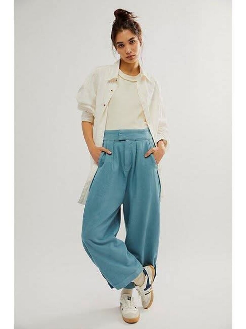 Free People Barrel Pull On Trouser Pants Cotton Medium Fits Large